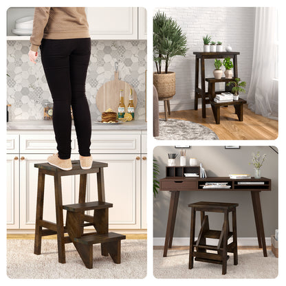 3-In-1 Rubber Wood Step Stool, Brown Kitchen Utensils at Gallery Canada
