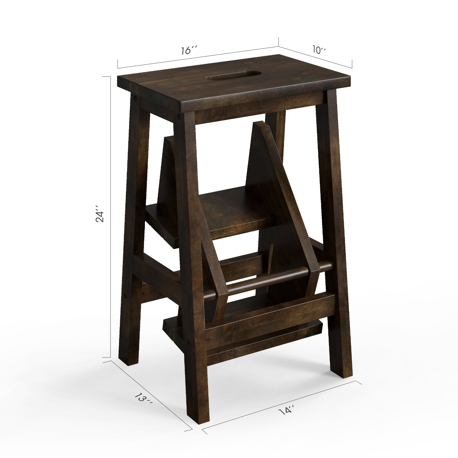 3-In-1 Rubber Wood Step Stool, Brown Kitchen Utensils at Gallery Canada