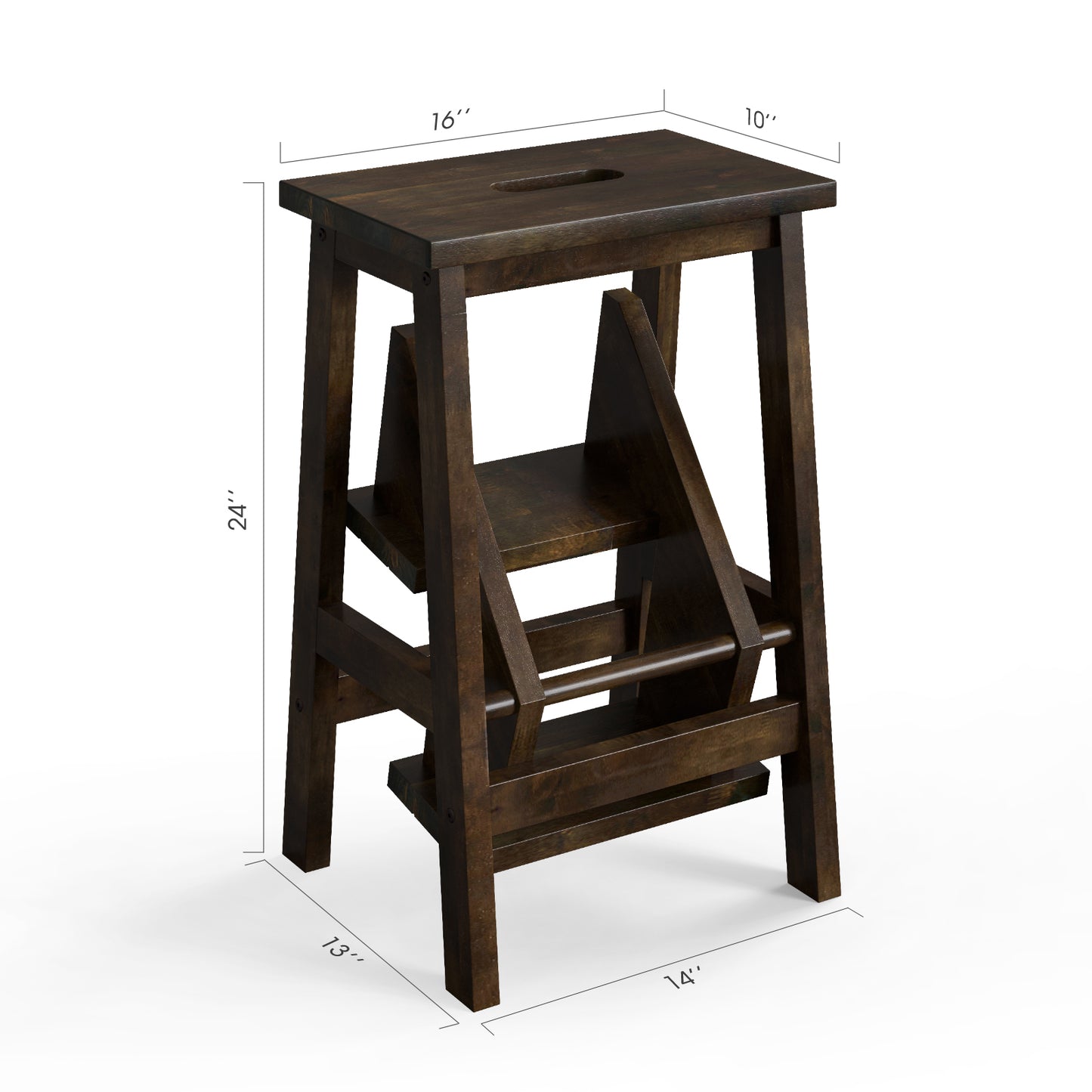 3-In-1 Rubber Wood Step Stool, Brown Kitchen Utensils at Gallery Canada
