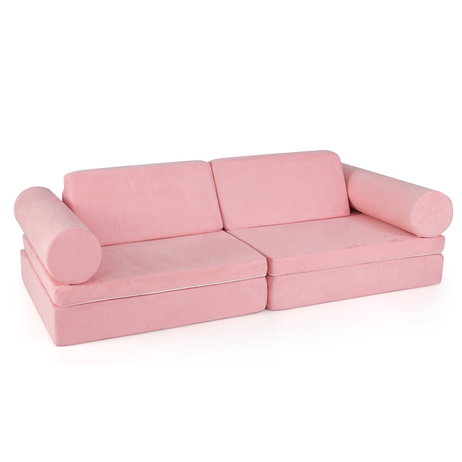 Kids Play Couch Foam Building Fort Set, 8 Pieces, Pink Kids Chairs & Seating Pink at Gallery Canada