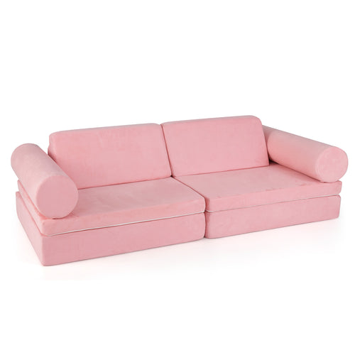 Kids Play Couch Foam Building Fort Set, 8 Pieces, Pink