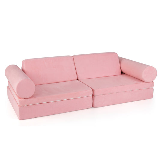 Kids Play Couch Foam Building Fort Set, 8 Pieces, Pink Kids Chairs & Seating Pink at Gallery Canada