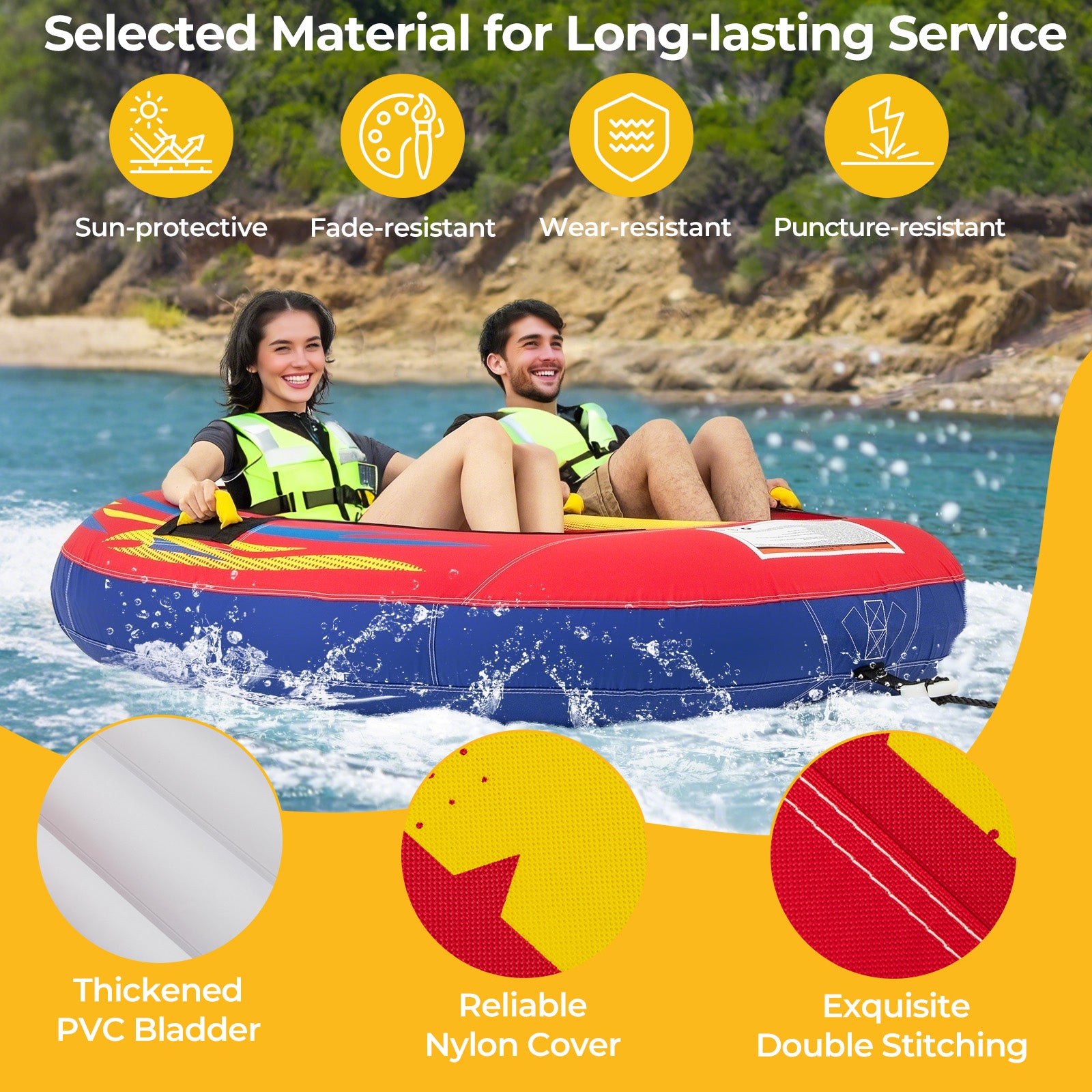 1 or 2 Person Inflatable Towable Tube for Boating with Drainage Water Sports at Gallery Canada