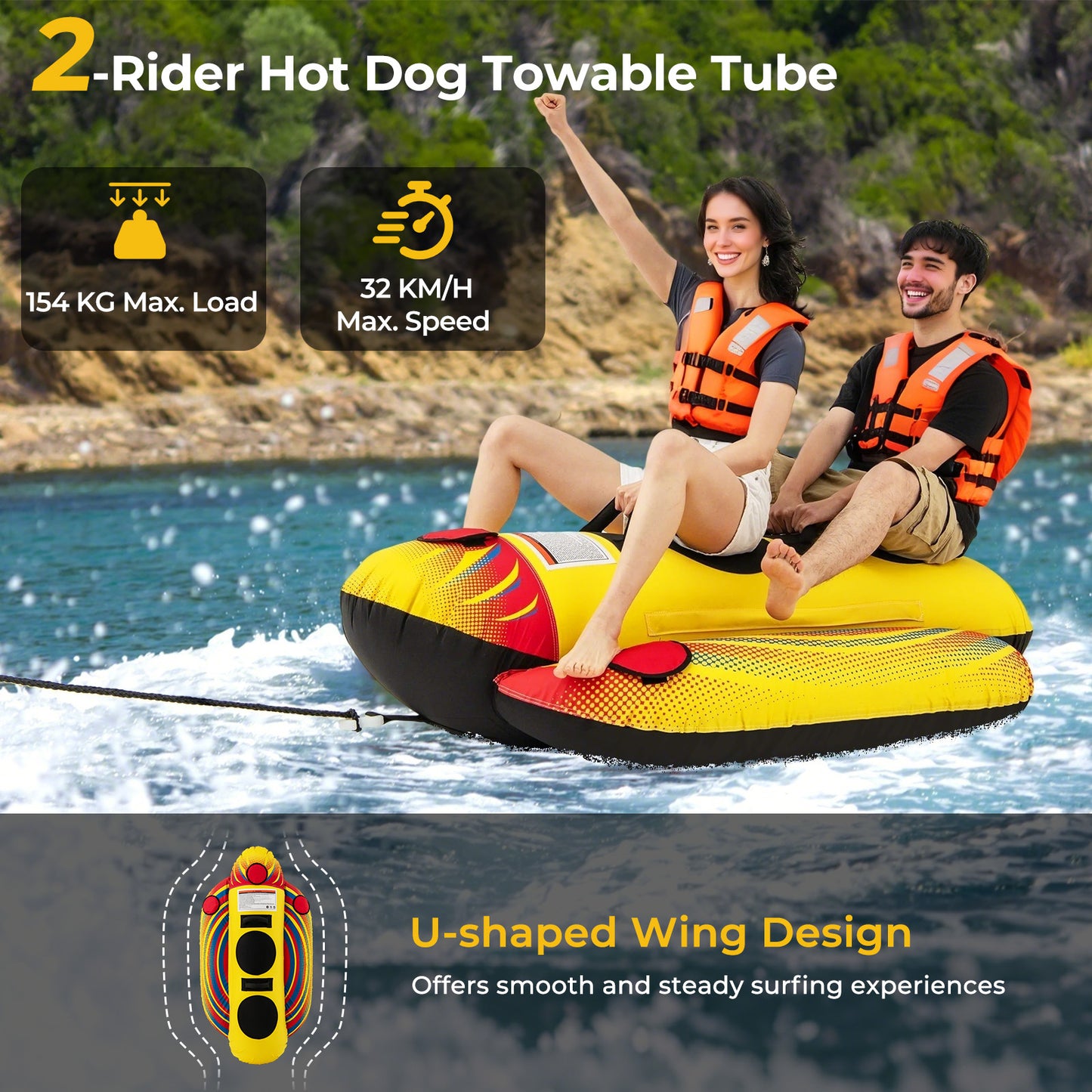1 or 2 Person Inflatable Towable Tube Banana Boat for Boating Water Sports at Gallery Canada