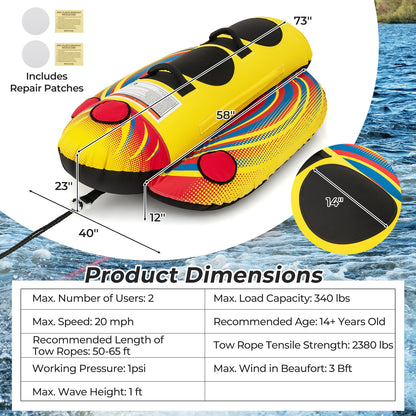 1 or 2 Person Inflatable Towable Tube Banana Boat for Boating Water Sports at Gallery Canada