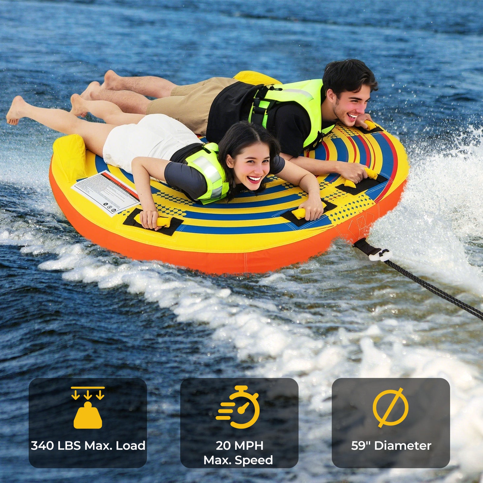 1 or 2 Person Inflatable Towable Tube for Boating with Quick Connector Water Sports at Gallery Canada