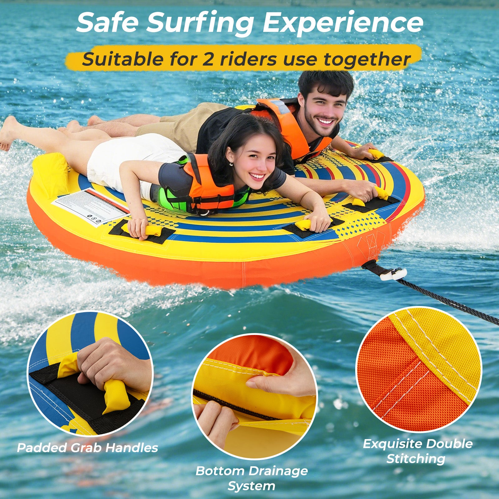 1 or 2 Person Inflatable Towable Tube for Boating with Quick Connector Water Sports at Gallery Canada