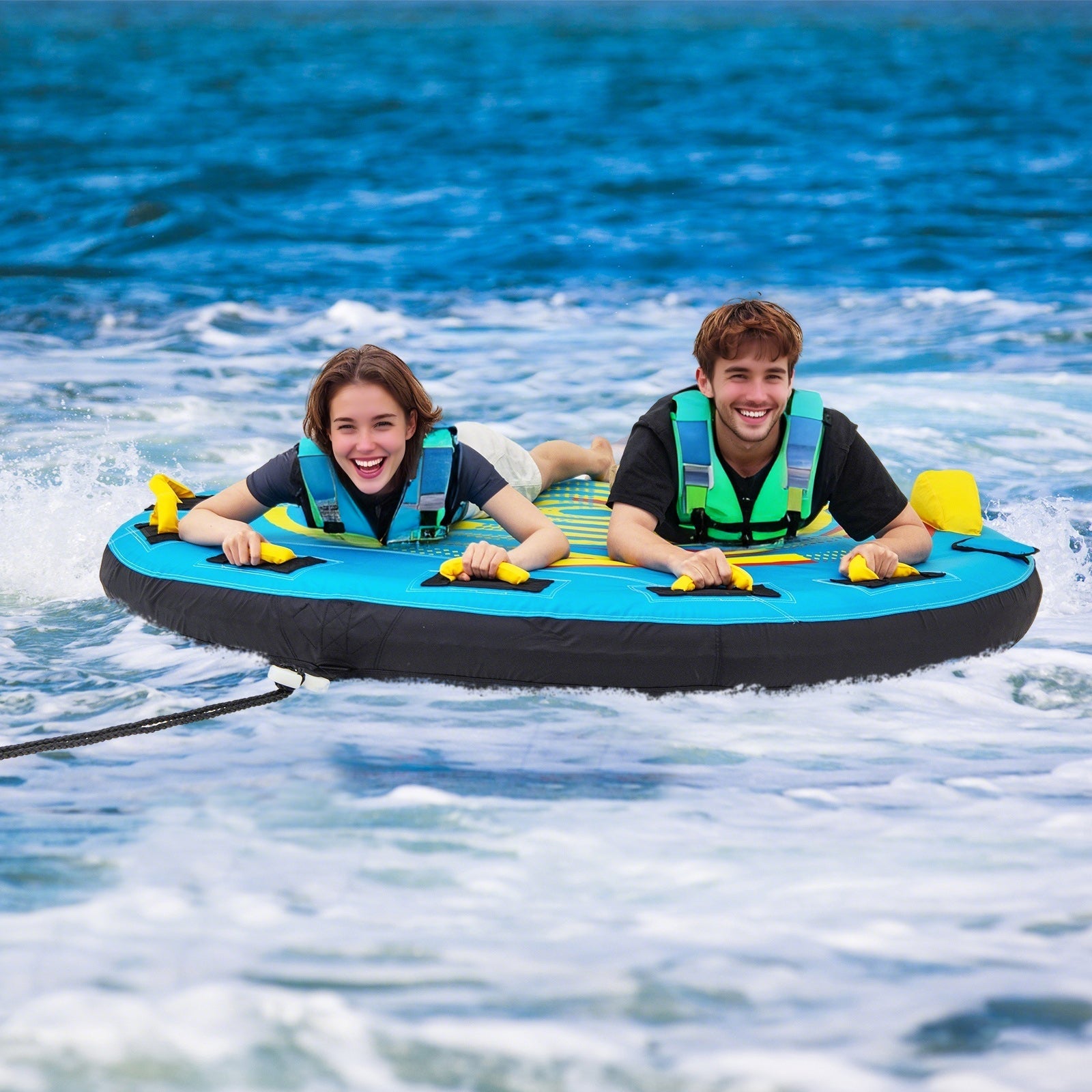 3-Person Inflatable Boat Tube Towable Platform with Double Valves Water Sports at Gallery Canada