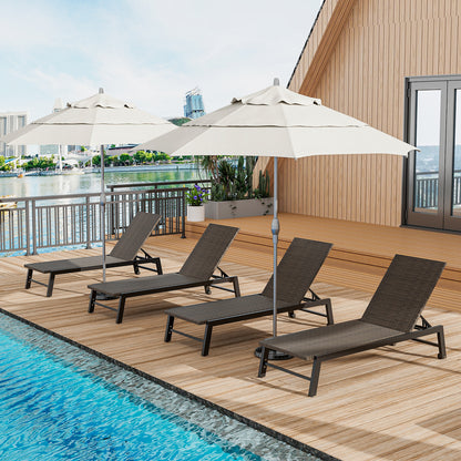 Patio PE Rattan Chaise Lounge, 5-Level Backrest, Wheels, Brown Outdoor Chaise Lounges at Gallery Canada