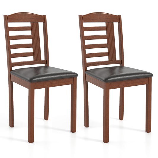 Set of 2 Wood Kitchen Chairs with Faux Leather Upholstered Seat, Black Dining Chairs Black at Gallery Canada