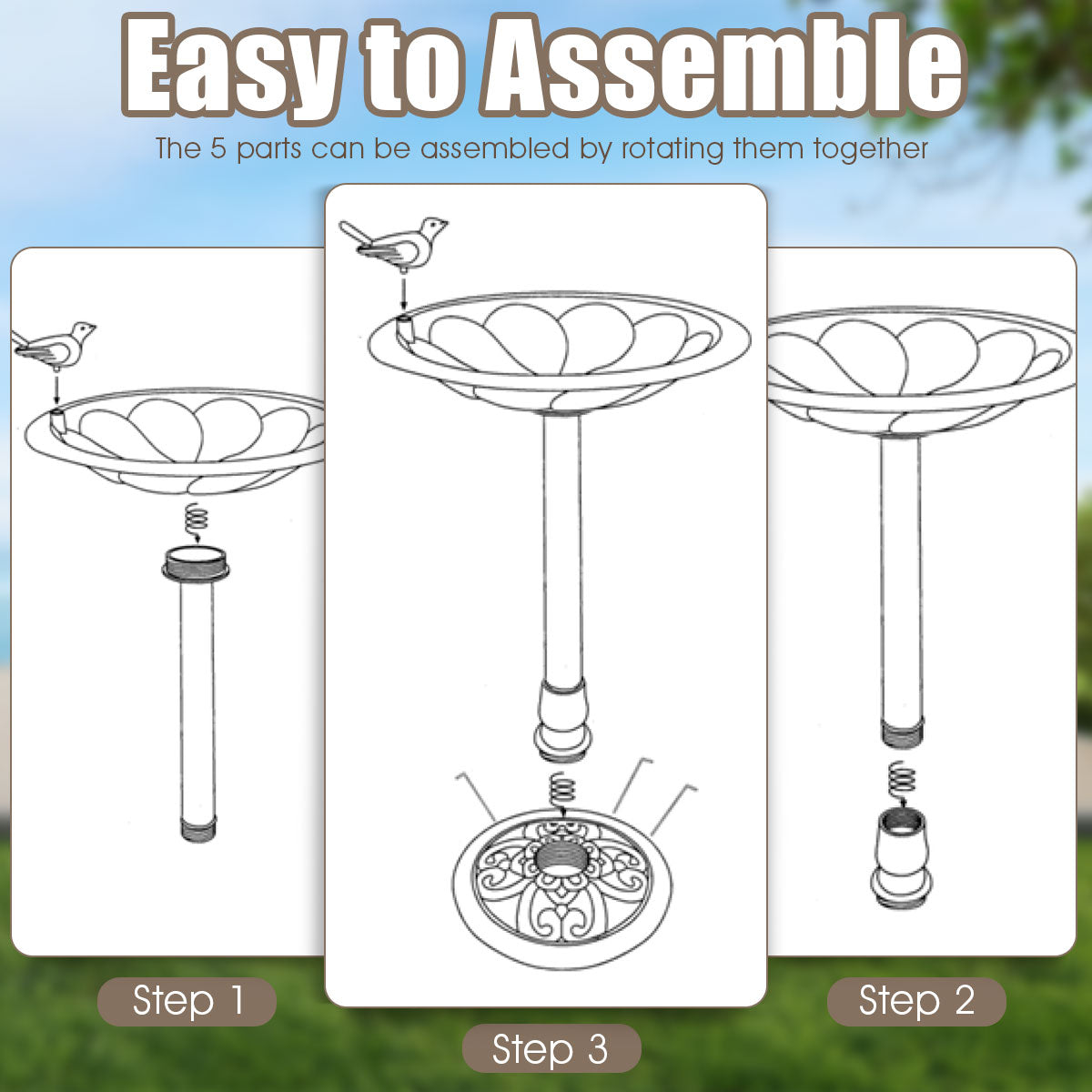 Antique Gold Freestanding Pedestal Bird Bath Feeder, Golden Bird Supplies at Gallery Canada