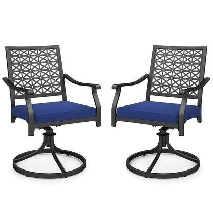 2 Pack Swivel Outdoor Chairs, Soft Cushions, Round Steel Base, Navy Patio Dining Chairs at Gallery Canada