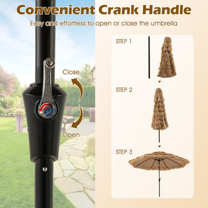 10 Feet Hawaiian Solar Lighted Tiki Patio Umbrella Outdoor Umbrellas at Gallery Canada