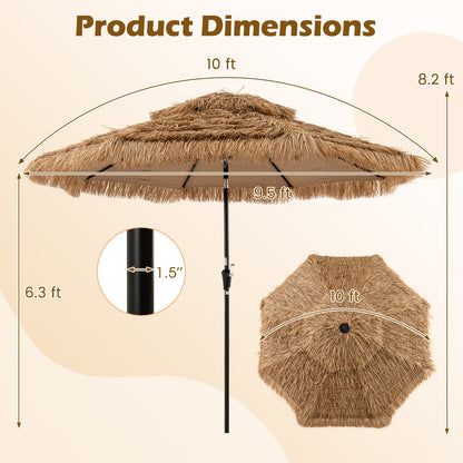 10 Feet Hawaiian Solar Lighted Tiki Patio Umbrella Outdoor Umbrellas at Gallery Canada