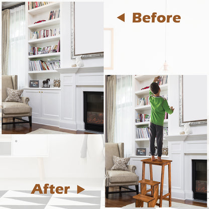 3-in-1 Rubber Wood 3 Tier Folding Step Stool Ladder Storage Shelf, Coffee Kitchen Utensils at Gallery Canada