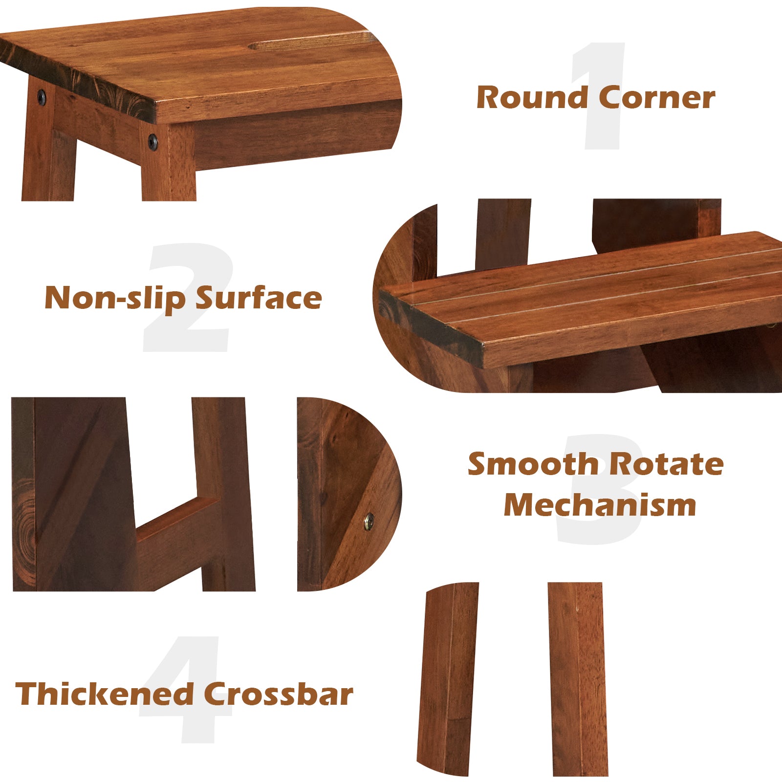 3-in-1 Rubber Wood 3 Tier Folding Step Stool Ladder Storage Shelf, Coffee Kitchen Utensils at Gallery Canada