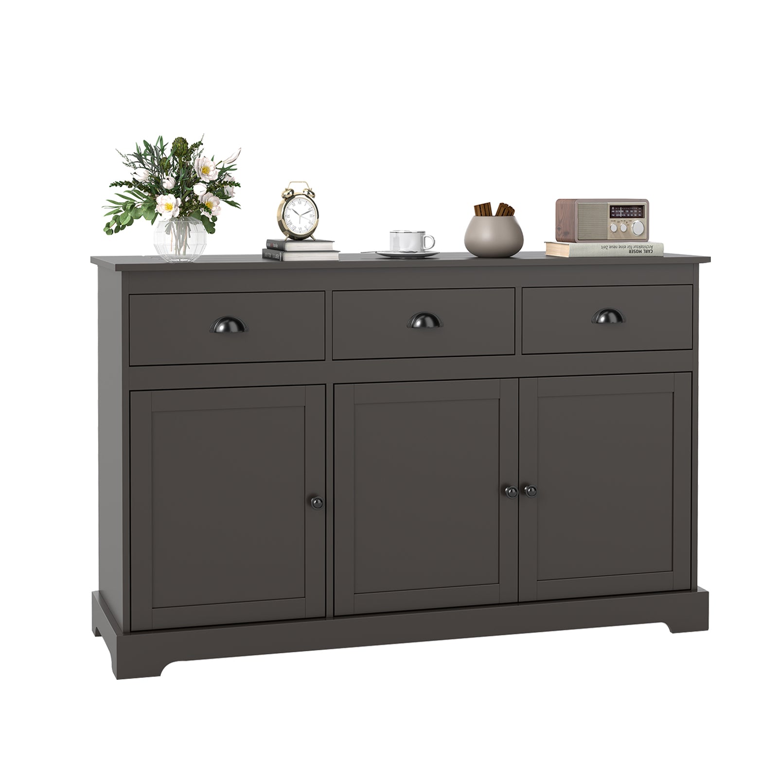 3 Drawers Sideboard Buffet Storage with Adjustable Shelves, Brown Sideboards Cabinets & Buffets at Gallery Canada