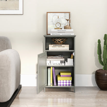 Bathroom Freestanding Adjustable Shelf Floor Storage Cabinet, Gray Floor Cabinets at Gallery Canada