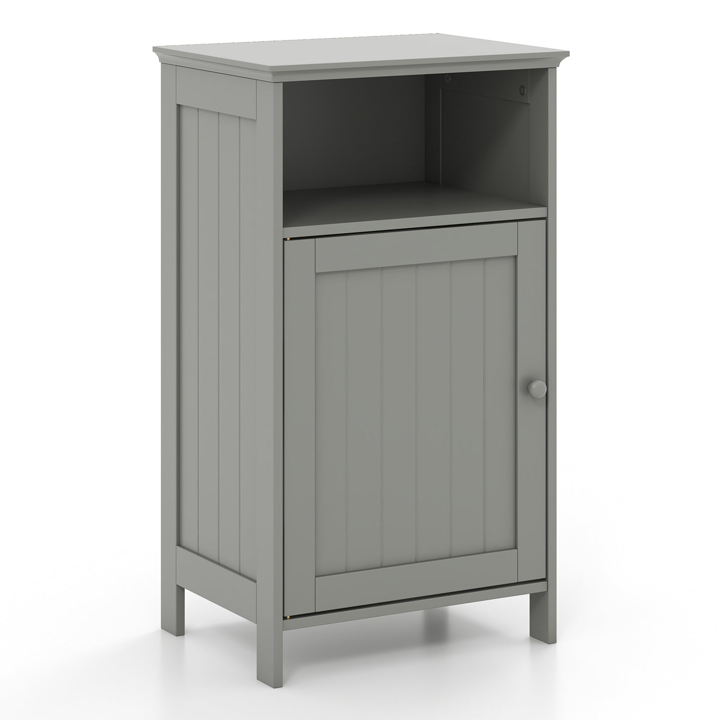 Bathroom Freestanding Adjustable Shelf Floor Storage Cabinet, Gray Floor Cabinets Gray at Gallery Canada