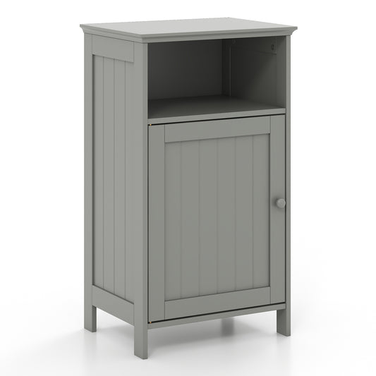 Bathroom Freestanding Adjustable Shelf Floor Storage Cabinet, Gray Floor Cabinets Gray at Gallery Canada