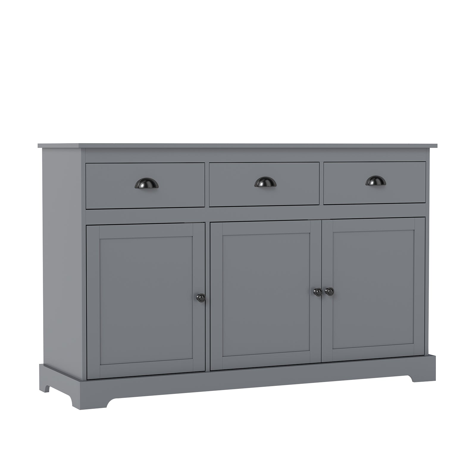 3 Drawers Sideboard Buffet Storage with Adjustable Shelves, Gray Sideboards Cabinets & Buffets at Gallery Canada