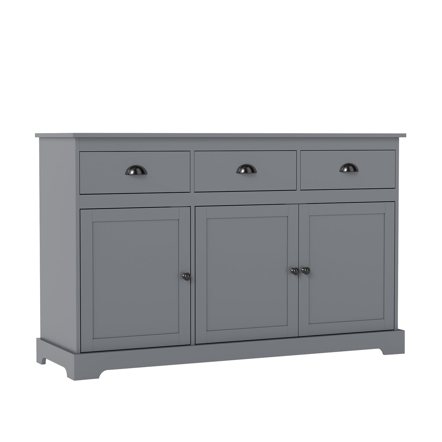 3 Drawers Sideboard Buffet Storage, Adjustable Shelves, Gray Sideboards Cabinets & Buffets Gray at Gallery Canada