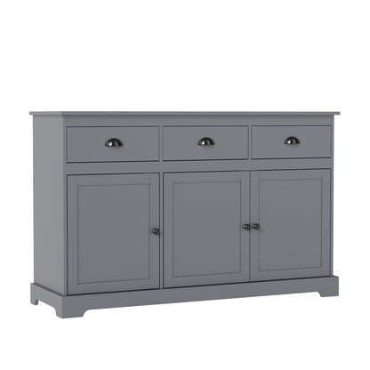 3 Drawers Sideboard Buffet Storage, Adjustable Shelves, Gray Sideboards Cabinets & Buffets Gray at Gallery Canada