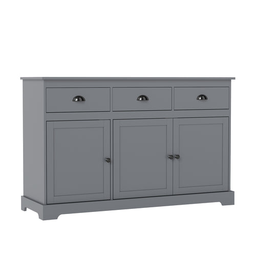 3 Drawers Sideboard Buffet Storage, Adjustable Shelves, Gray