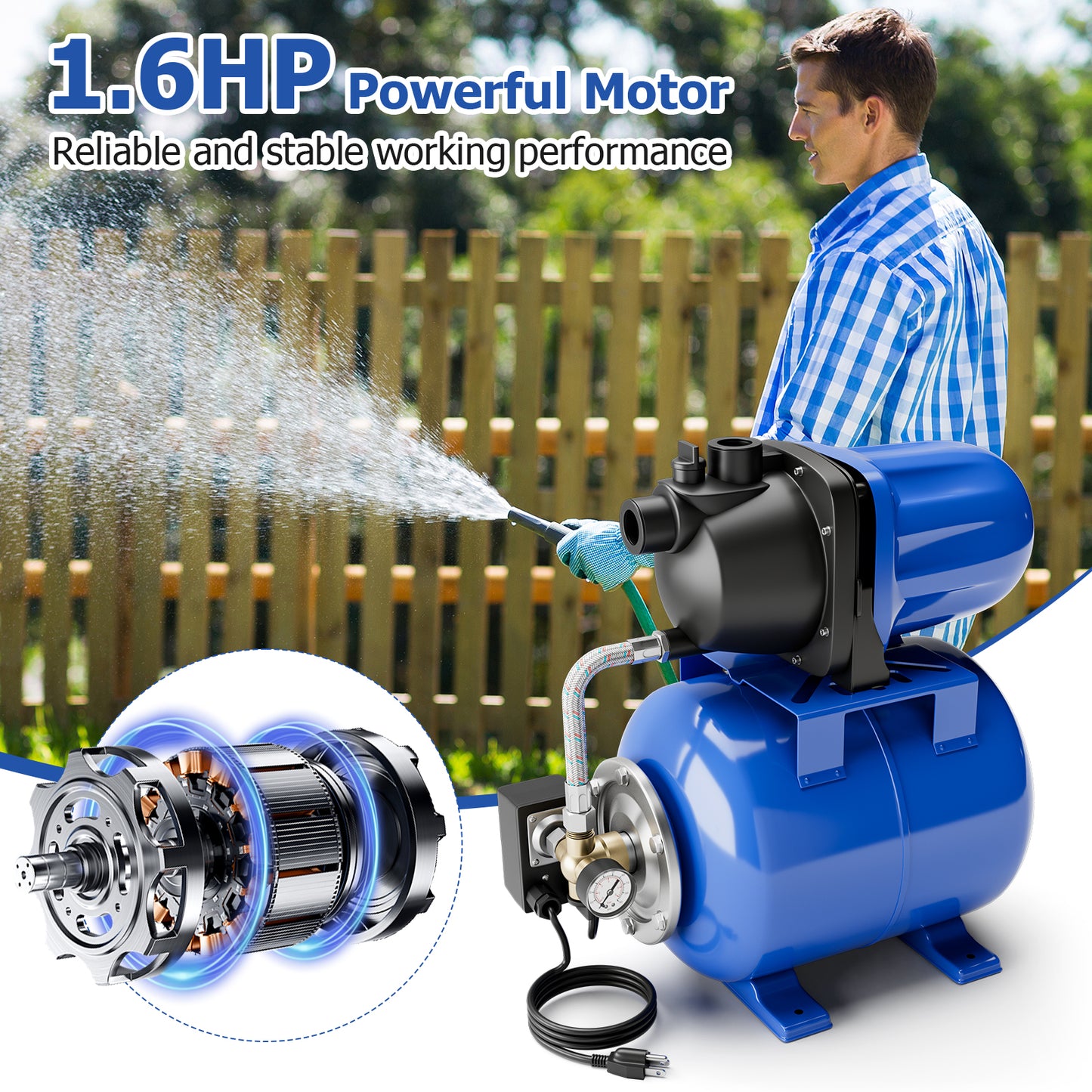 1200W Garden Water Pump, Shallow Well, Pressurized Irrigation, Blue Watering & Irrigation at Gallery Canada