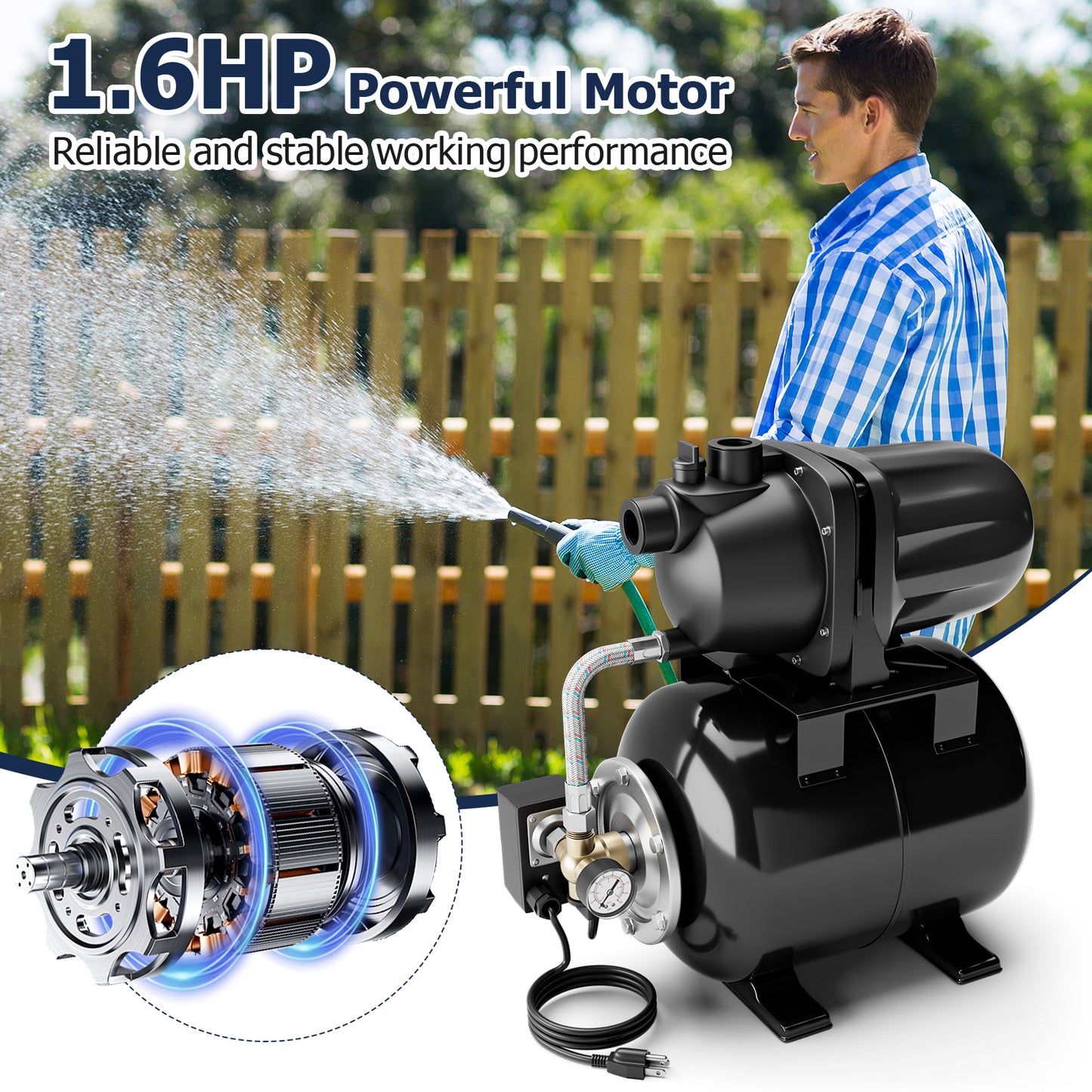 1200 W Garden Water Pump Shallow Well Pressurized Irrigation, Black Watering & Irrigation at Gallery Canada
