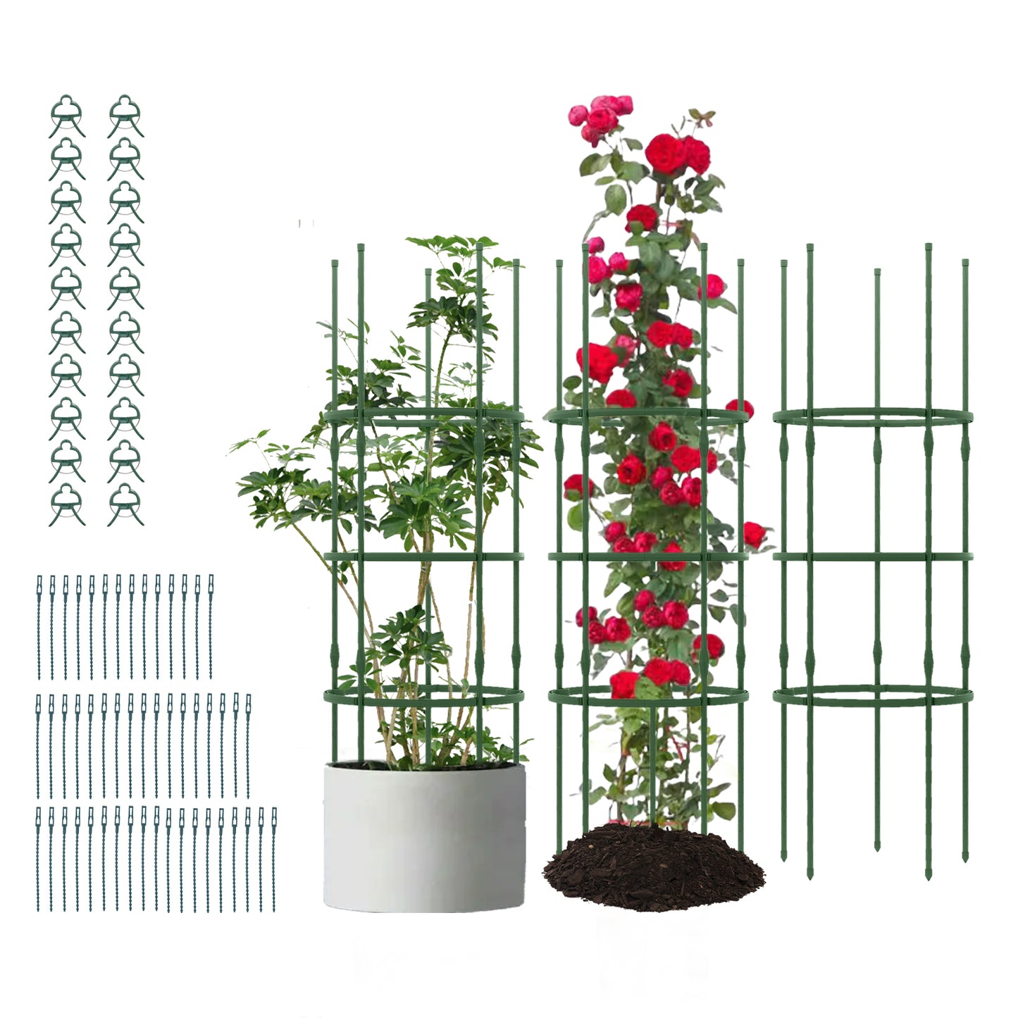 3 Pack 60 Inch Adjustable Plant Trellis, Green Plant Supports Green at Gallery Canada