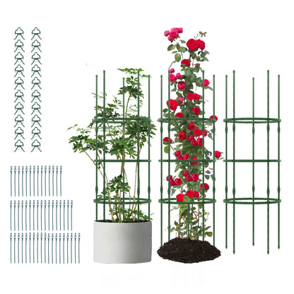 3 Pack 60 Inch Adjustable Plant Trellis, Green Plant Supports Green at Gallery Canada