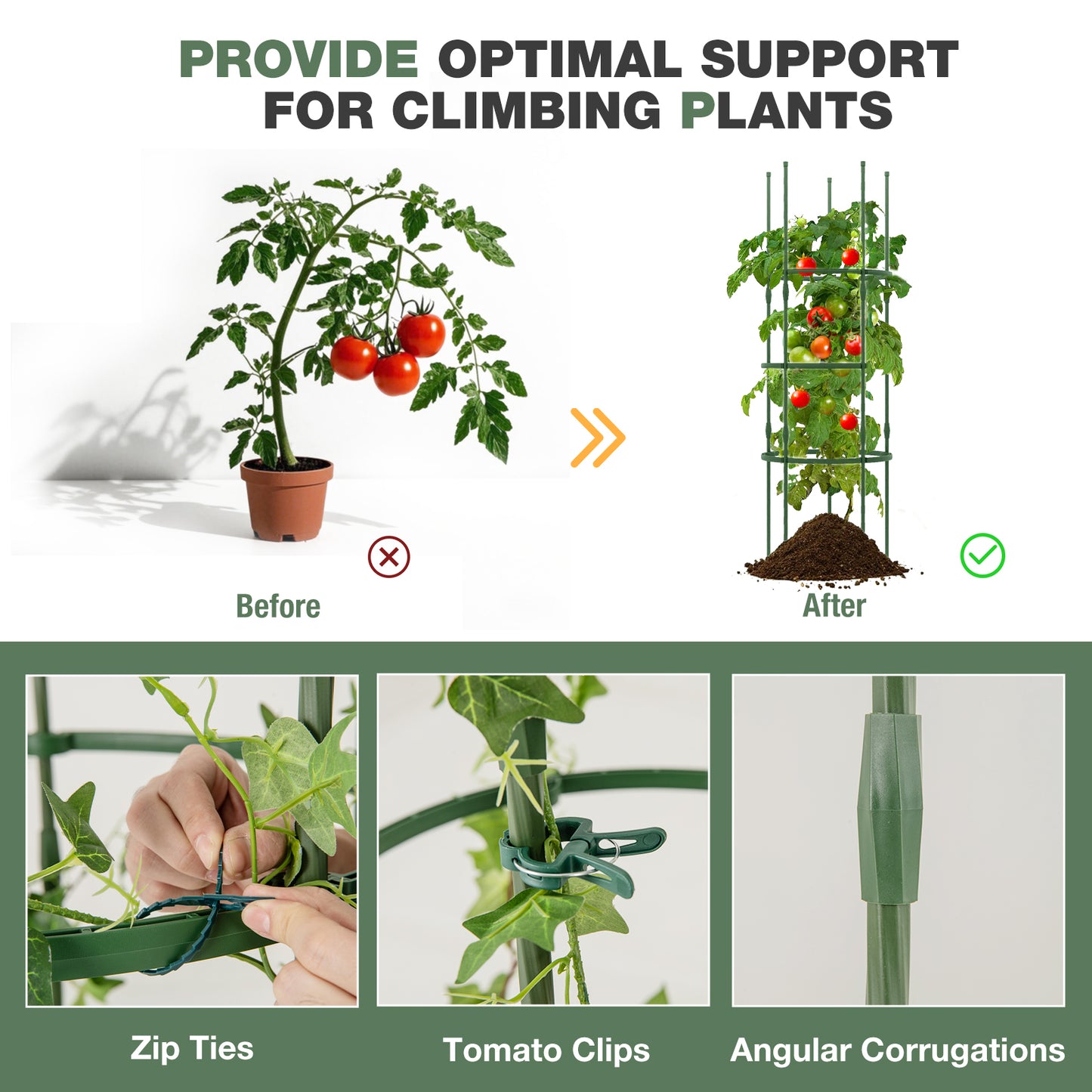 3 Pack 60 inch Adjustable Tall Plant Support Trellis for Climbing Plants, Green Plant Supports at Gallery Canada