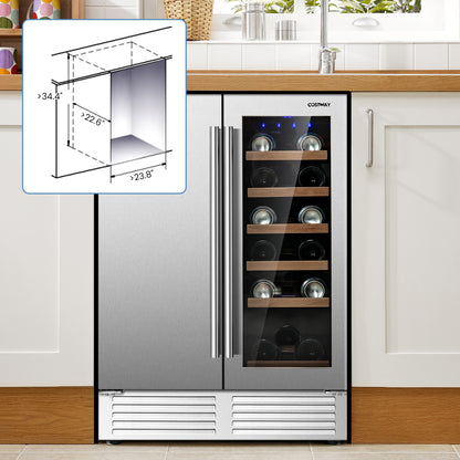 2-in-1 Beverage and Wine Cooler with Independent Temperature Control and LED Lights, Silver Wine & Beverage Coolers at Gallery Canada