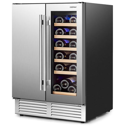 2-in-1 Beverage and Wine Cooler with Independent Temperature Control and LED Lights, Silver Wine & Beverage Coolers at Gallery Canada