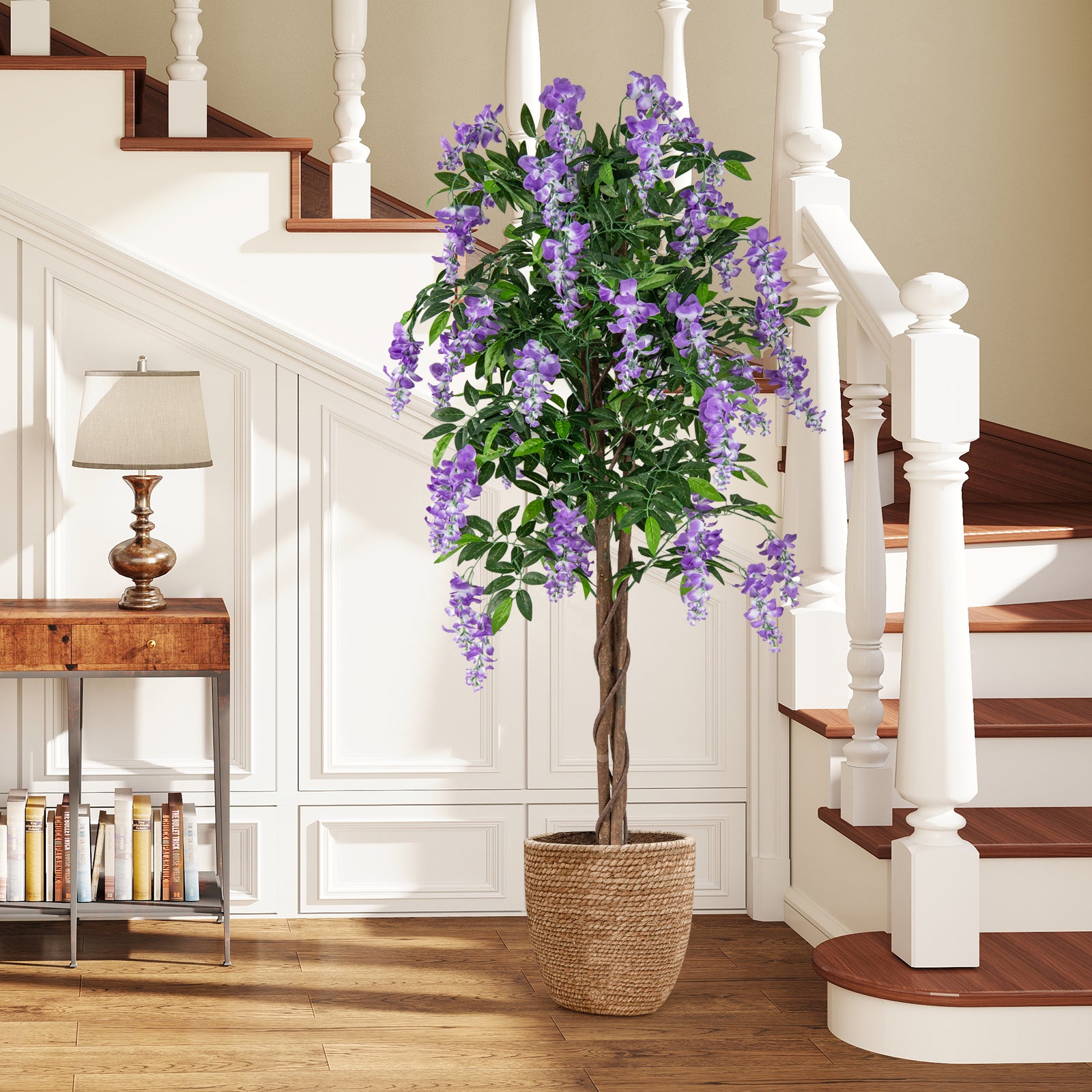 5.5 FT Faux Wisteria Plant in Nursery Pot with Blooming Flowers, Purple Faux Plants at Gallery Canada