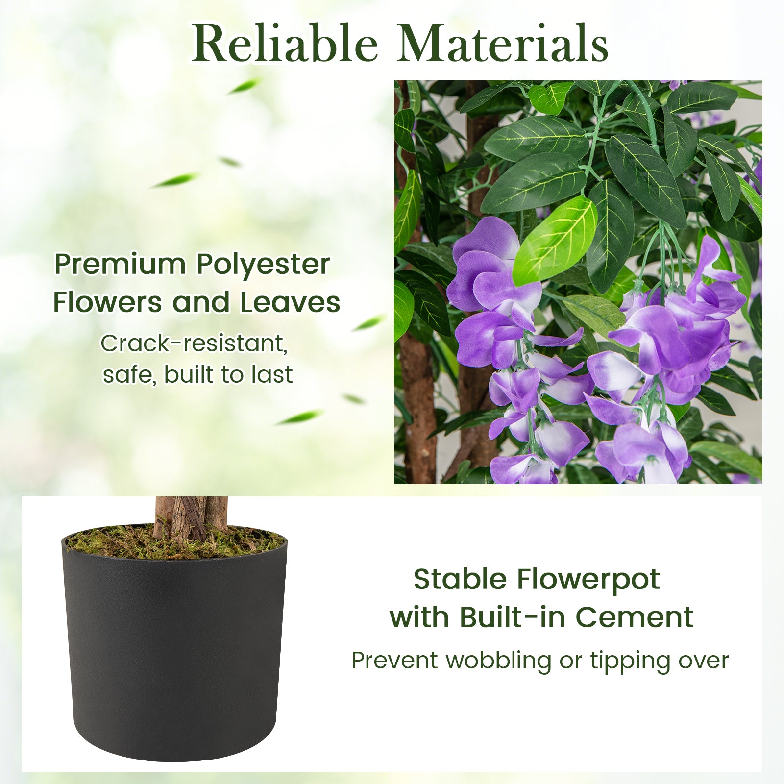 5.5 FT Faux Wisteria Plant in Nursery Pot with Blooming Flowers, Purple Faux Plants at Gallery Canada