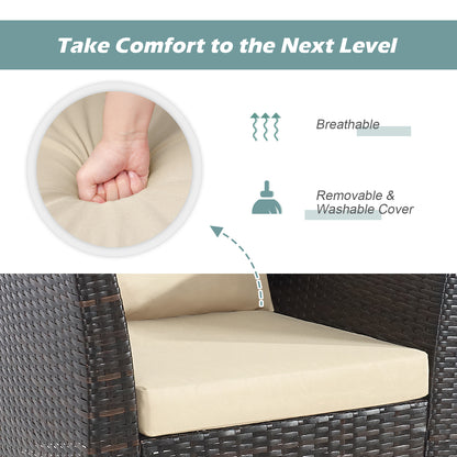 3 Pieces Patio Rattan Furniture Set with Washable Cushion for Yard Porch, Beige Patio Conversation Sets at Gallery Canada