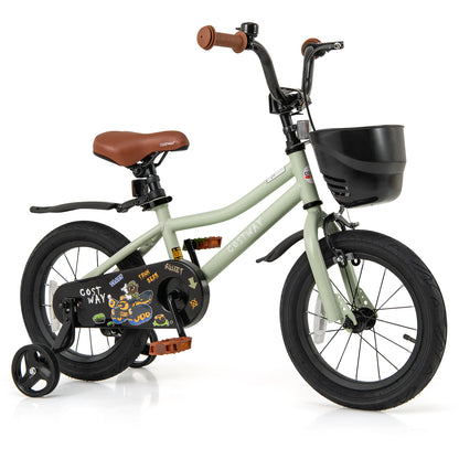 14-Inch Kids Bike Adjustable with Training Wheels for 3-5 Years Old, Green Kids Bike at Gallery Canada
