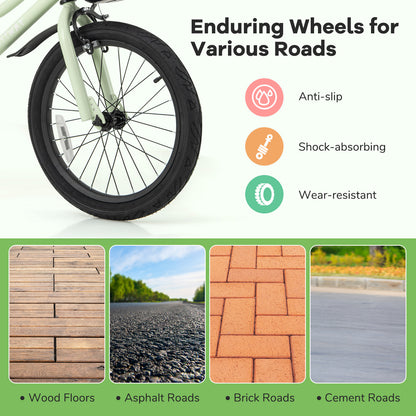 18-Inch Kids Bike Adjustable with Training Wheels for 4-8 Years Old, Green Kids Bike at Gallery Canada