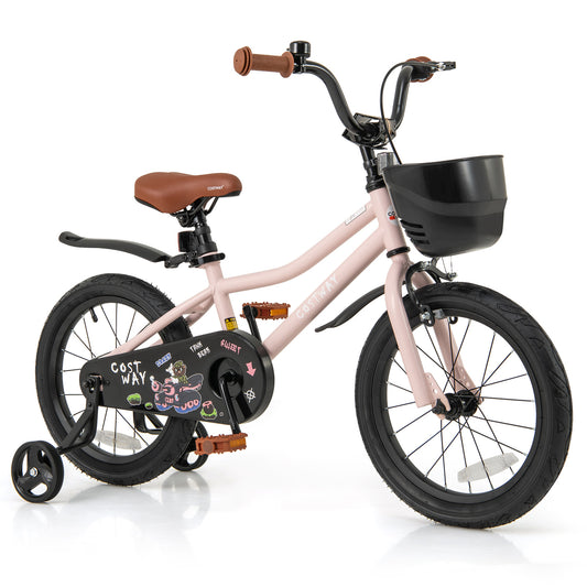 16-Inch Kids Bike with Basket and Adjustable Handlebar for 4-7 Years Old, Pink Kids Bike Pink at Gallery Canada