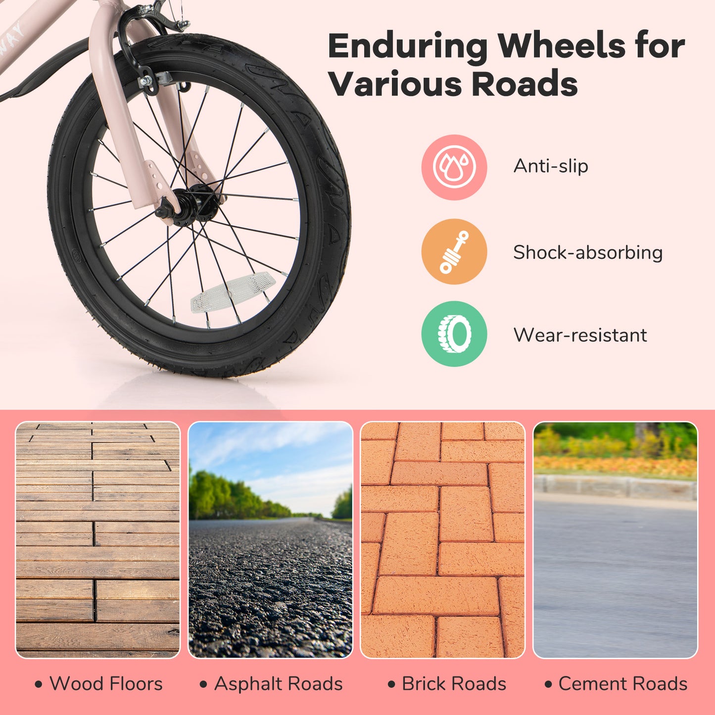 16-Inch Kids Bike with Basket and Adjustable Handlebar for 4-7 Years Old, Pink Kids Bike at Gallery Canada