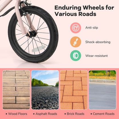 16-Inch Kids Bike with Basket and Adjustable Handlebar for 4-7 Years Old, Pink Kids Bike at Gallery Canada