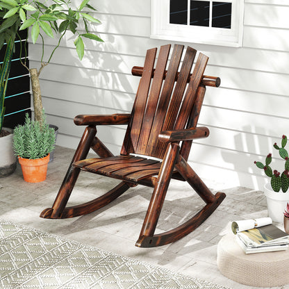 Outdoor Adirondack Rocking Chair for Adults Solid Wood Porch Rocker, Brown Adirondack Chairs at Gallery Canada