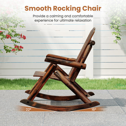 Outdoor Adirondack Rocking Chair for Adults Solid Wood Porch Rocker, Brown Adirondack Chairs at Gallery Canada