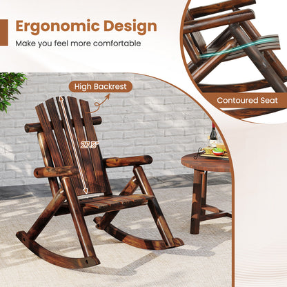 Outdoor Adirondack Rocking Chair for Adults Solid Wood Porch Rocker, Brown Adirondack Chairs at Gallery Canada