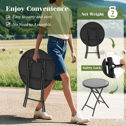 18 Inch Folding Side Table Patio Round Compact Coffee Table, Black End & Side Tables at Gallery Canada