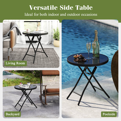 18 Inch Folding Side Table Patio Round Compact Coffee Table, Black End & Side Tables at Gallery Canada
