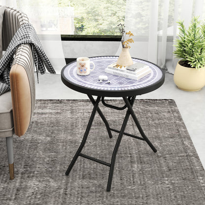 18 Inch Folding Side Table Patio Round Compact Coffee Table, Gray End & Side Tables at Gallery Canada