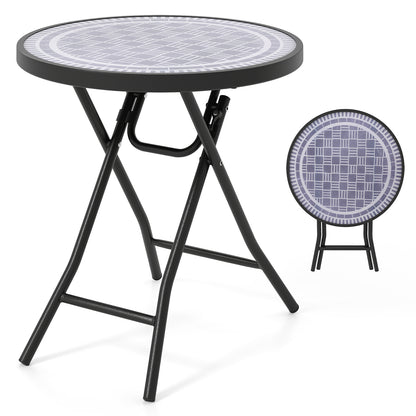 18 Inch Folding Side Table, Patio Round Compact Coffee Table, Gray End & Side Tables at Gallery Canada